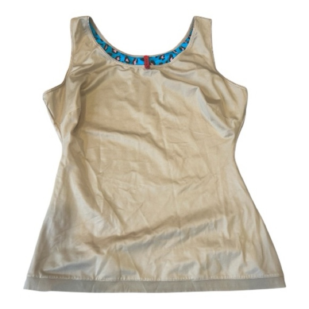 SPANX 1X Cheetah Scoop Neck Simplicity Camisole Slimming Tank Top Nude Beige